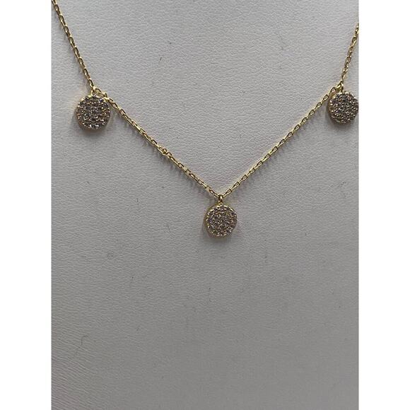 Cubic Zirconia Sterling Silver Vermeil Cluster Disc Dangle Statement Necklace - Picture 5 of 15